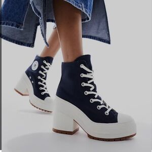 Converse Navy and White Platform Sneakers